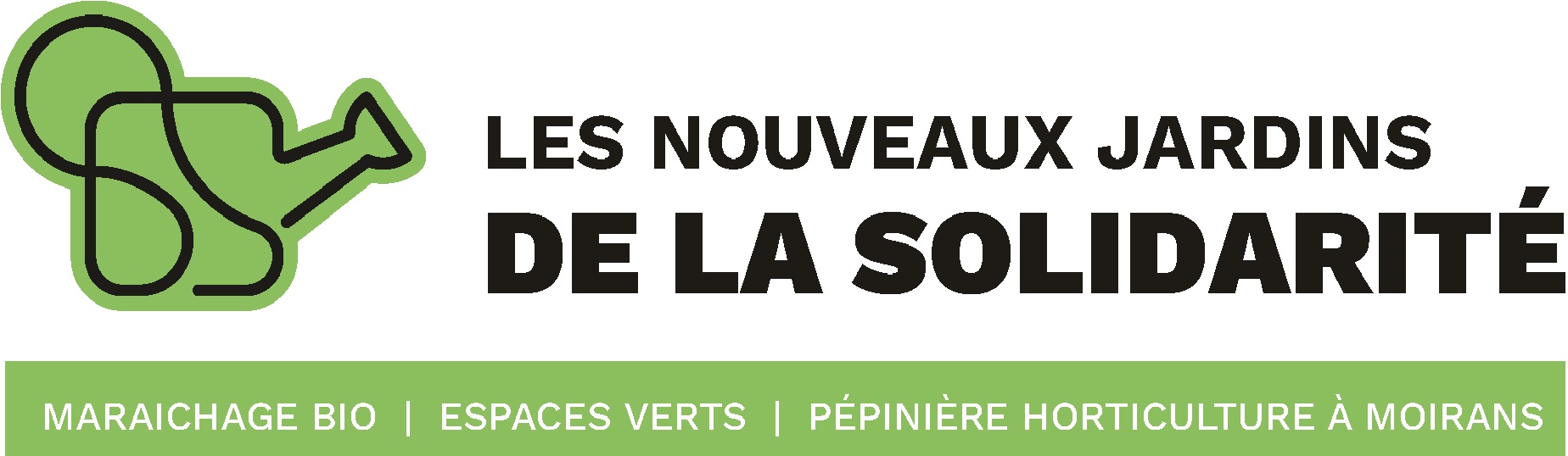 Logo jardins de la solidarité (fond blanc, arrosoir vert) 