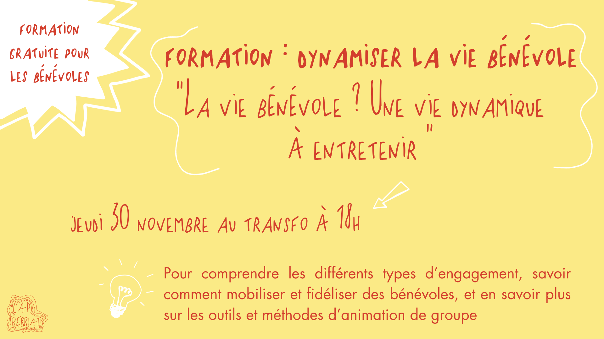 Formation gratuite « La vie bénévole ? Une dynamique à entretenir »