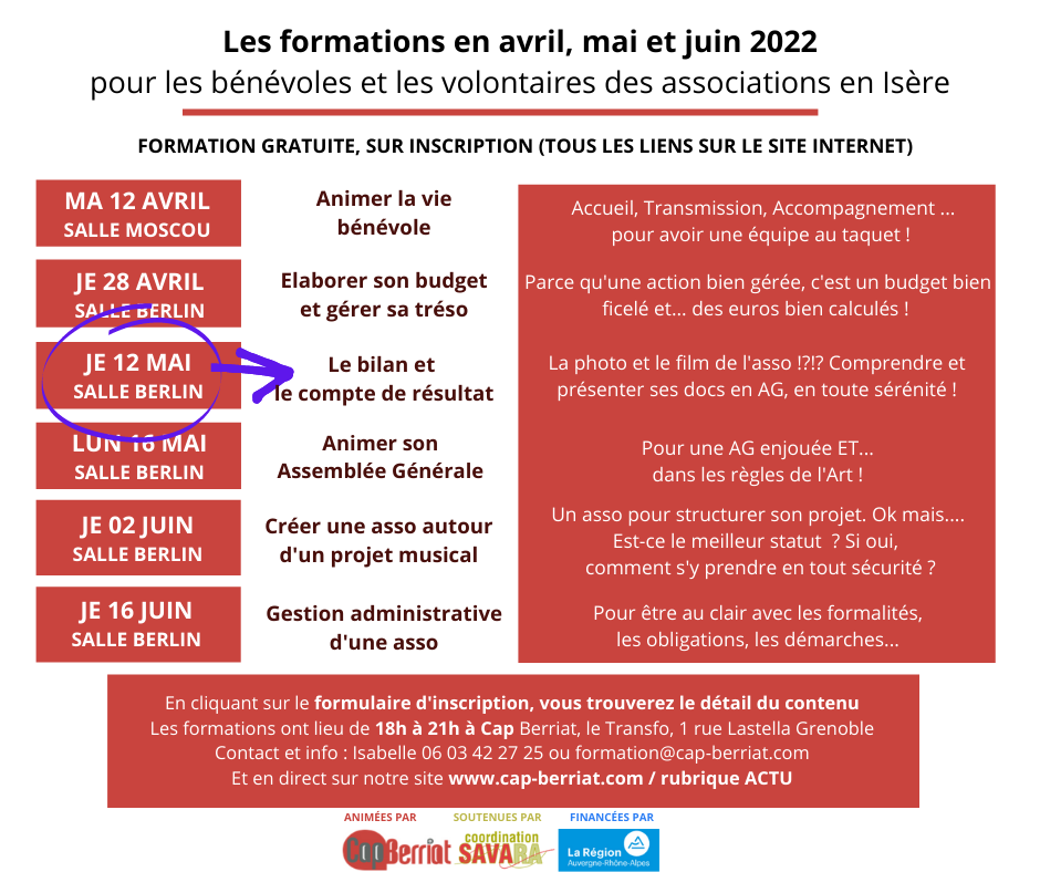 Cap Berriat – Formation gratuite « Bilan et compte de résultat » à Grenoble