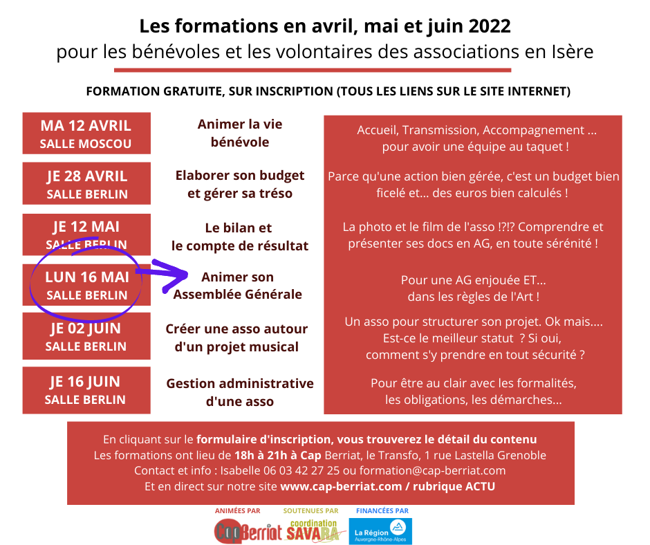 Cap Berriat – Formation gratuite « Animer son AG » à Grenoble