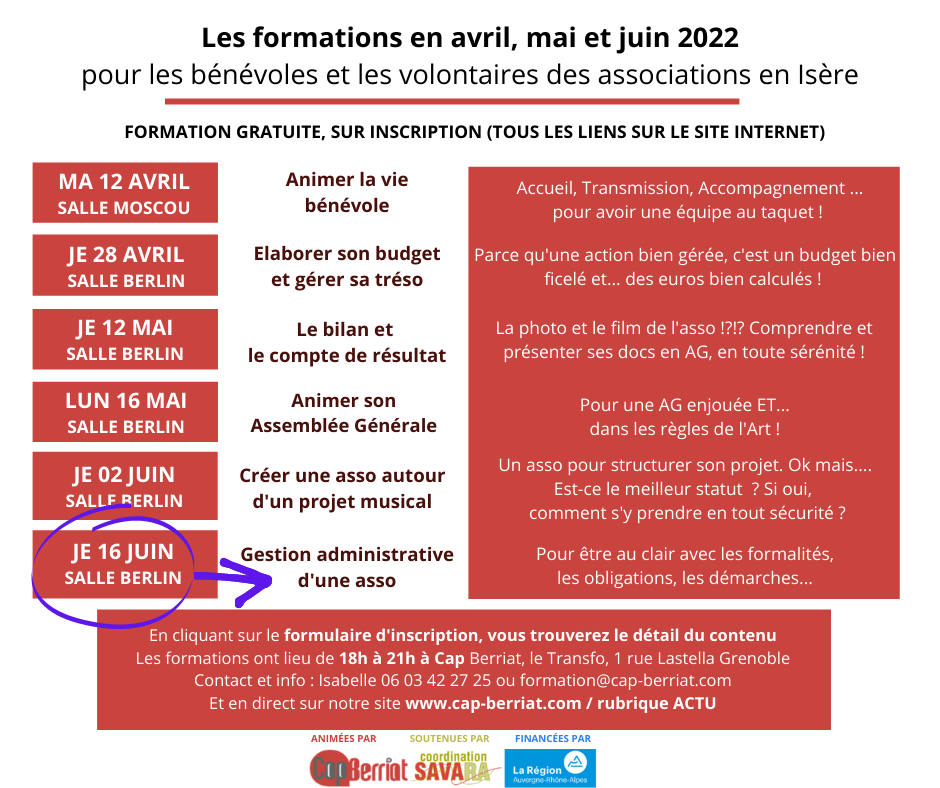 Cap Berriat – Formation gratuite « Gestion administrative d&rsquo;une association »