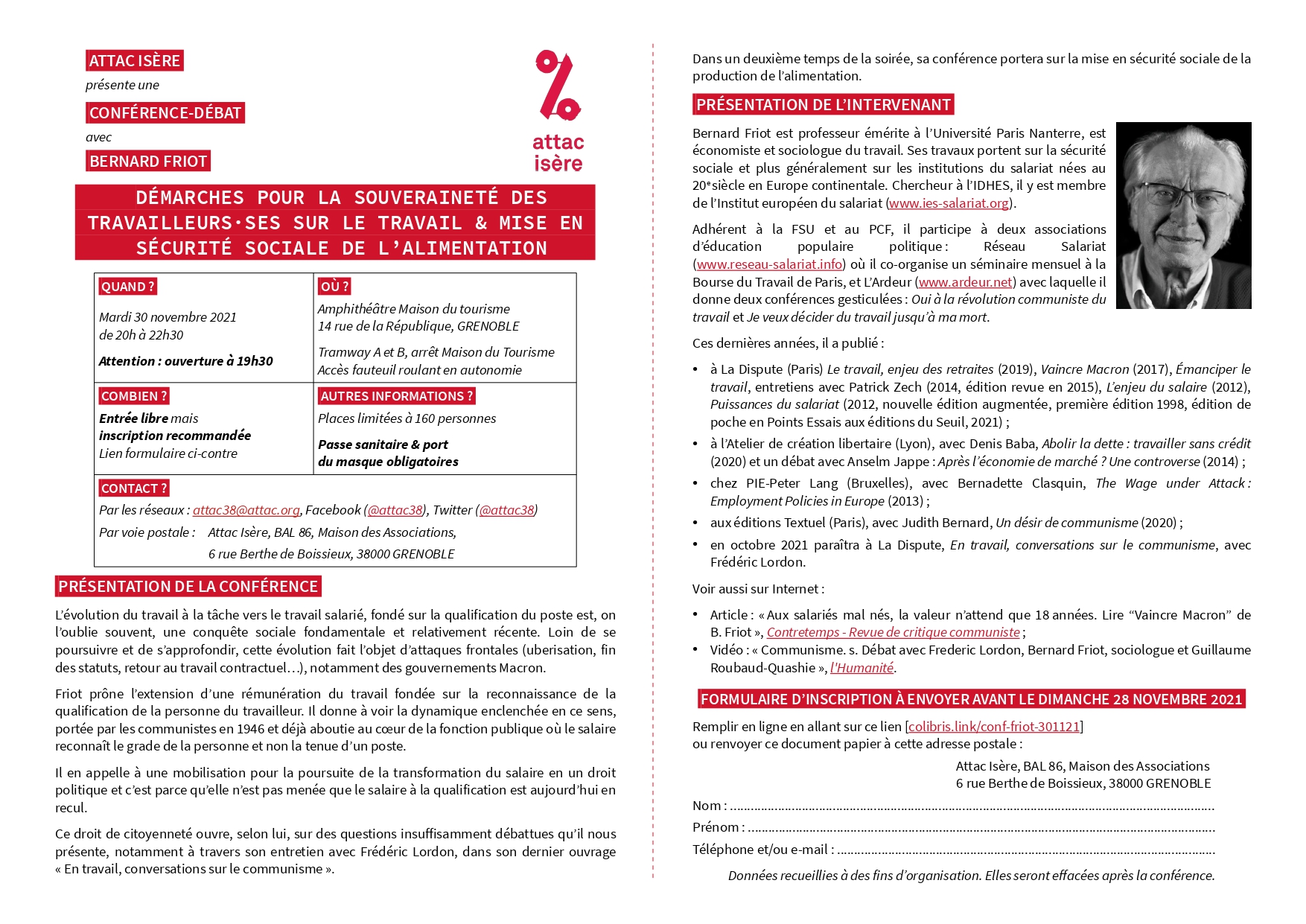 Conférence de Bernard Friot – « Démarches pour la souveraineté des travailleurs.ses sur le travail & mise en⋅sécurité sociale de l’alimentation »