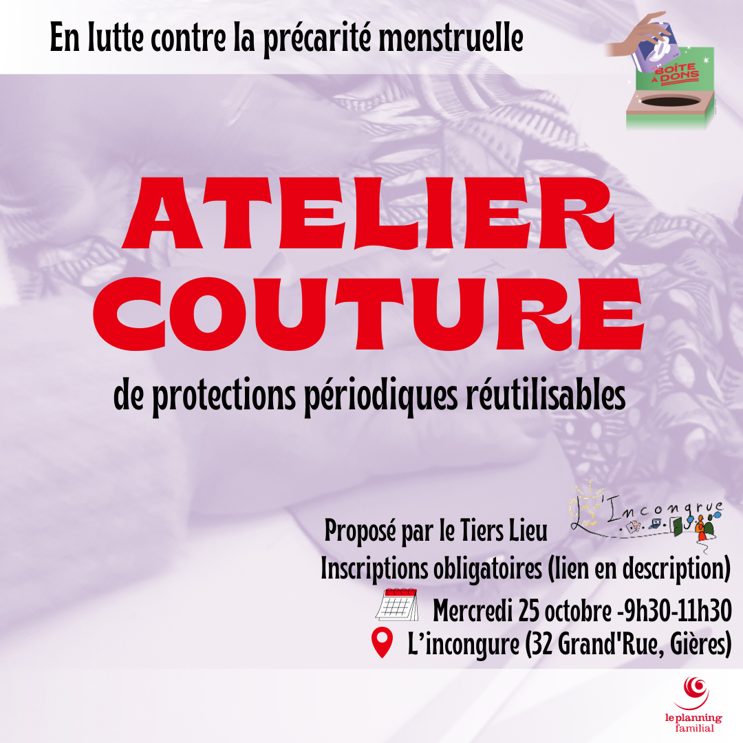 Atelier couture de protections périodiques réutilisables
