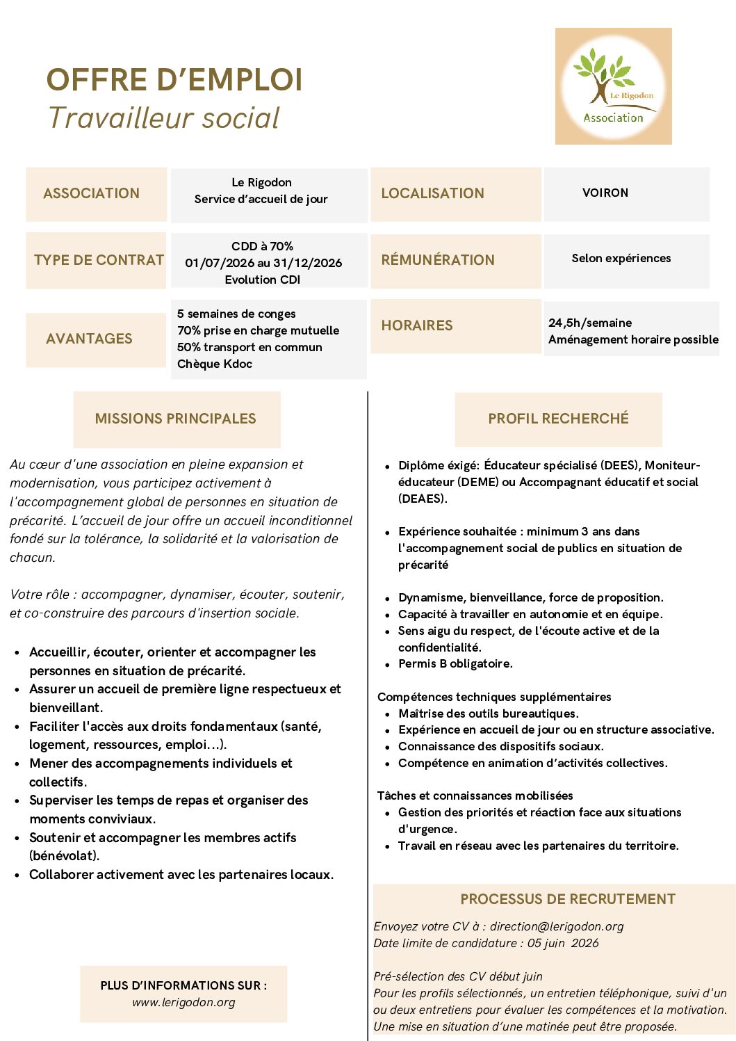Bénévolat Cuisine – H/F – 38360 SASSENAGE – Auvergne-Rhône-Alpes