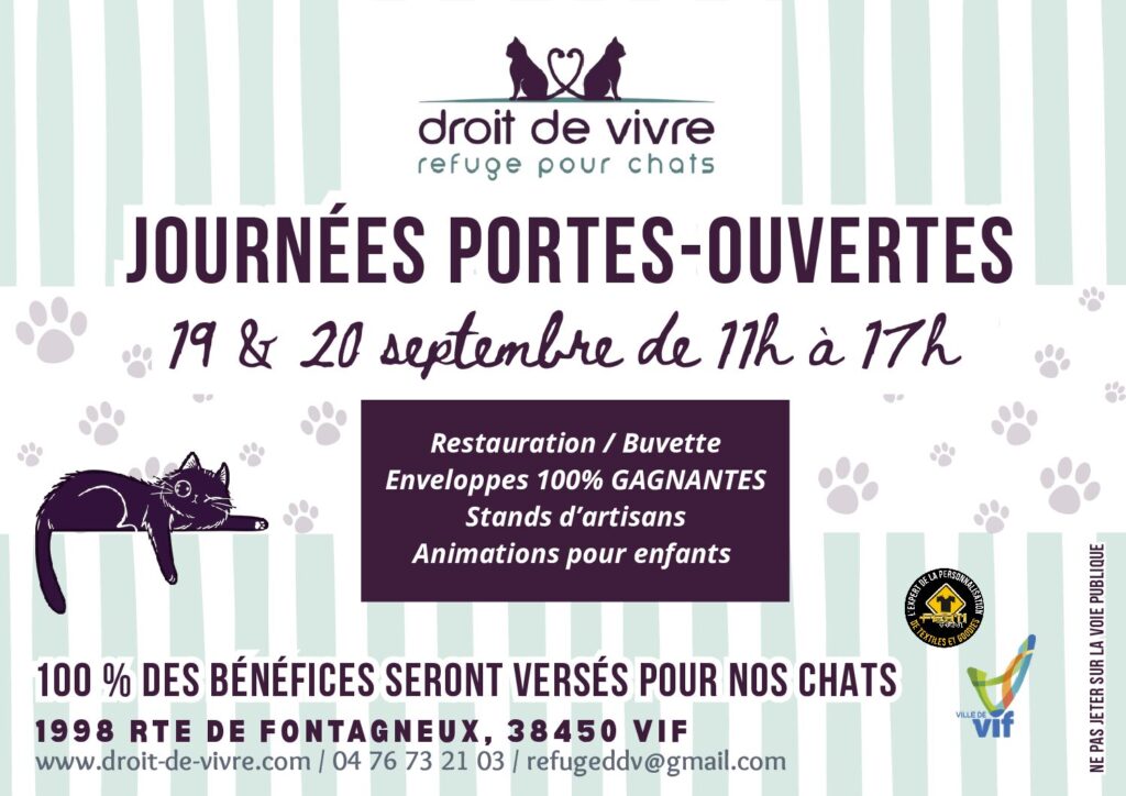 JOURNEES PORTES OUVERTES AU REFUGE POUR CHATS DROIT DE VIVRE
